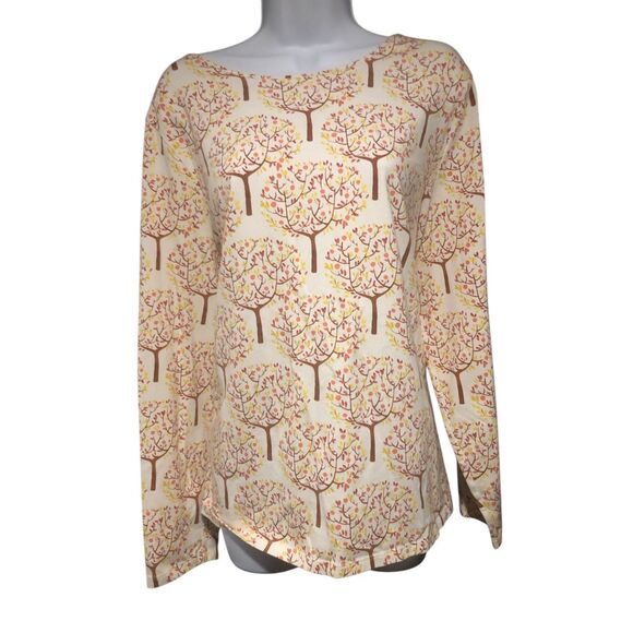 Talbots Women White w/Tree & Floral Print Cotton Jersey Knit Blouse size 2X - Picture 5 of 8